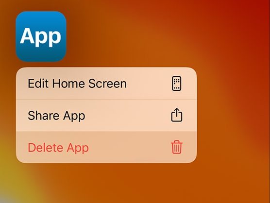delete app screenshot
