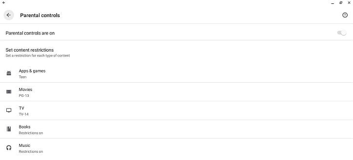google parental controls screenshot