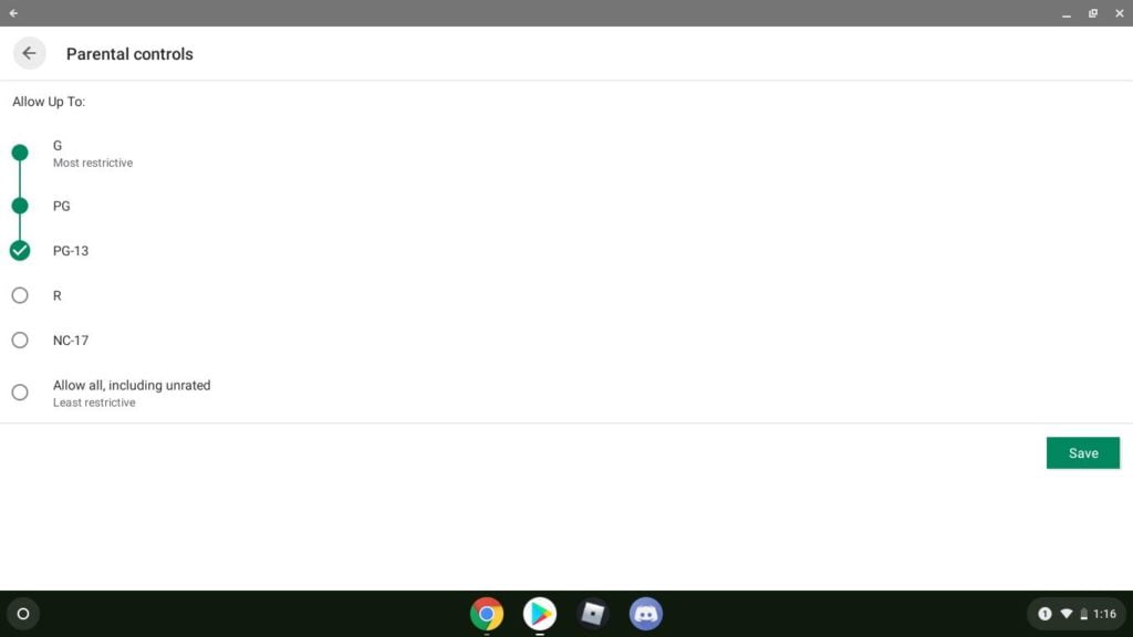 google parental controls screenshot