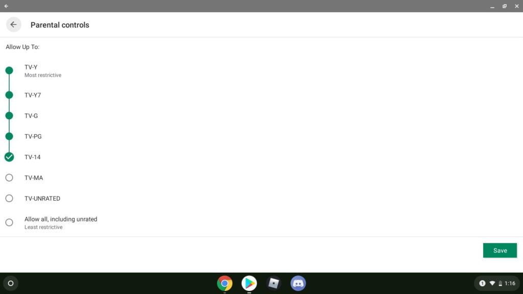 google parental controls screenshot