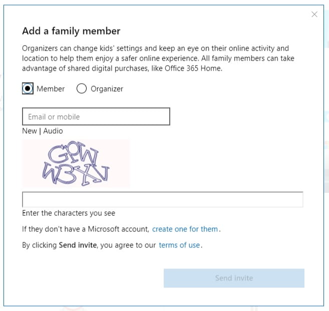 Microsoft family screenshot