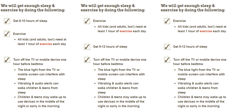 Academy of Pediatrics family media plan screenshot
