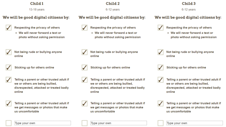 Academy of Pediatrics family media plan screenshot