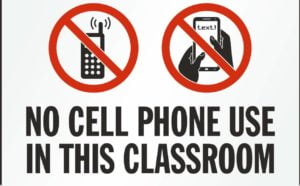 no cell phone use school sign