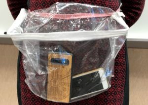 homemade plastic bag for cell phone classroom storage