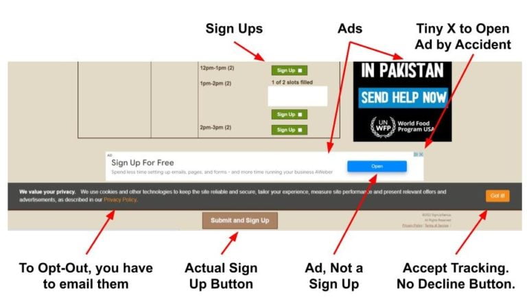 Signup genius dark pattern power of suggestion