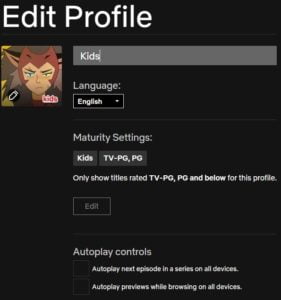 netflix kids profile